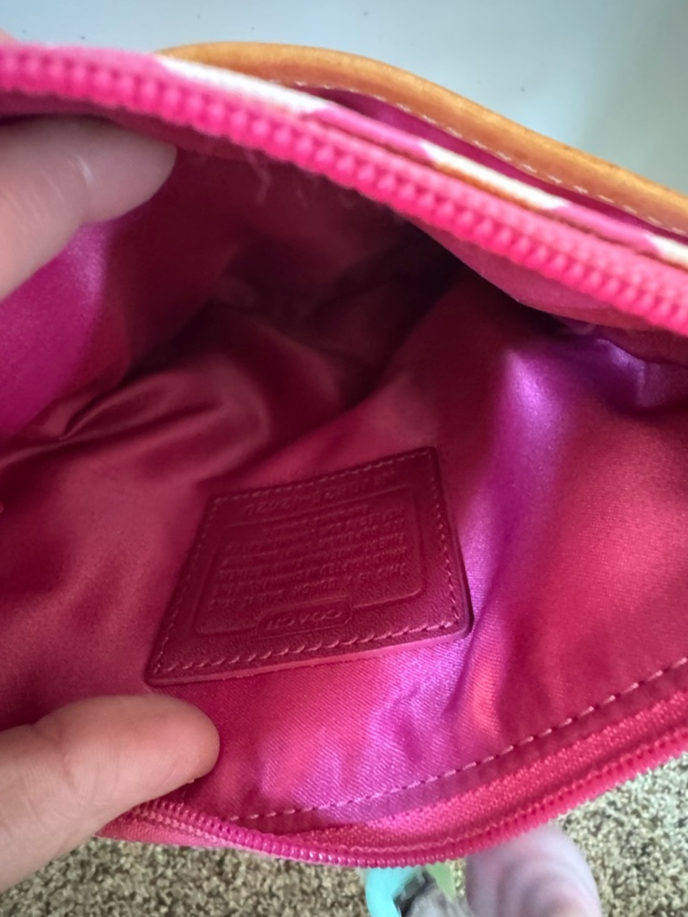 COACH Pink Signature Print Crossbody Bag with Canvas Strap - Picture 3 of 4
